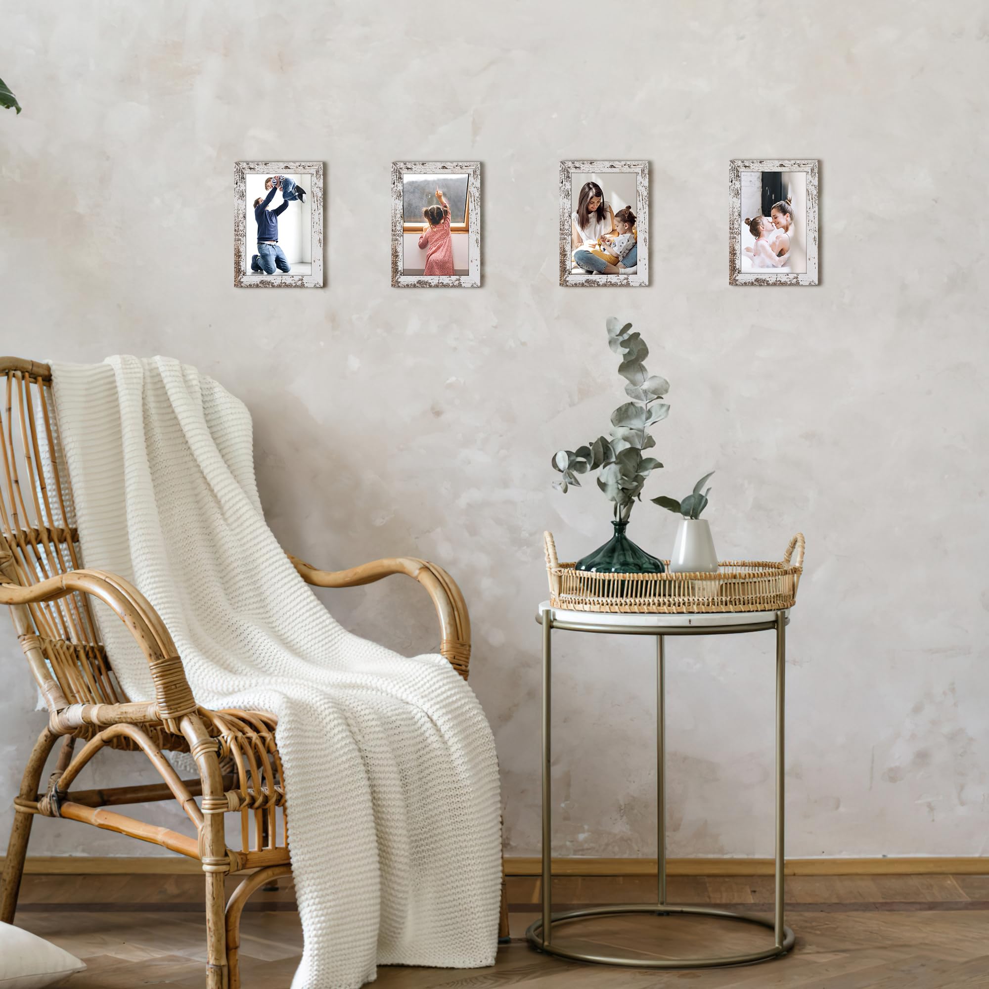 Edenseelake 4x6 Picture Frame Set of 15, Distressed White Farmhouse Wood Photo Frame 4 by 6 for Wall or Tabletop Display